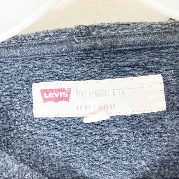 Levi's Grey Logo Front Long Sleeve Pullover Hoodie Men's Size Large L Euc - Picture 2 of 3